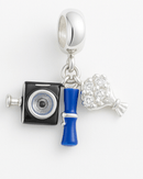 Dije de triple graduación con circonita cúbica, plata de ley 925