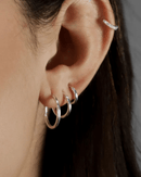 Juego de tres pendientes de aro en plata de ley 925