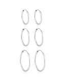 Juego de tres pendientes de aro en plata de ley 925
