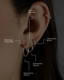 Juego de tres pendientes de aro en plata de ley 925